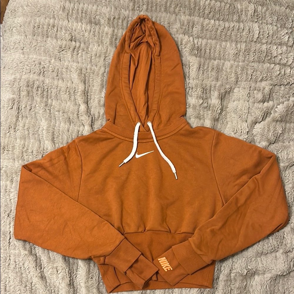 Nike Orange Cropped Long Sleeve Hoodie